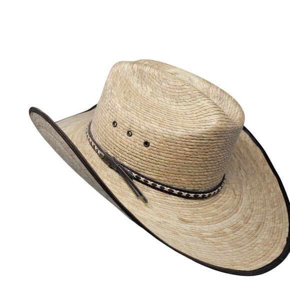 Mens Cody James 15X Straw Cowboy Hat Brown Leather Band Size 7 Rodeo Country - Picture 5 of 9